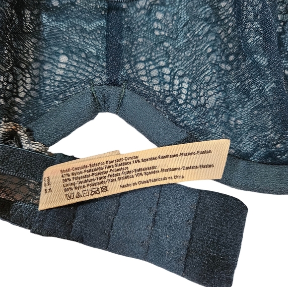 Free People Intimates Lace Halter Bralette With Underwire,  Dark Teal, Medium - Picture 13 of 16